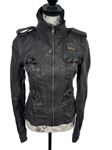 Geaca de piele Superdry 100% piele naturala made in India marimea S dama