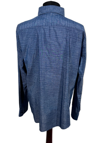 Camasa Hugo Boss Finest Italian fabric 55% bumbac 35% matase marimea XL fit L barbat