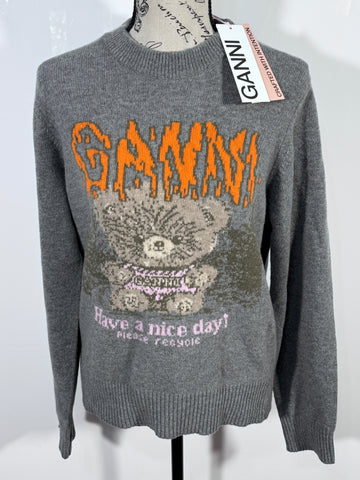 Pulover Ganni 80% lana marimea S fit S-M dama