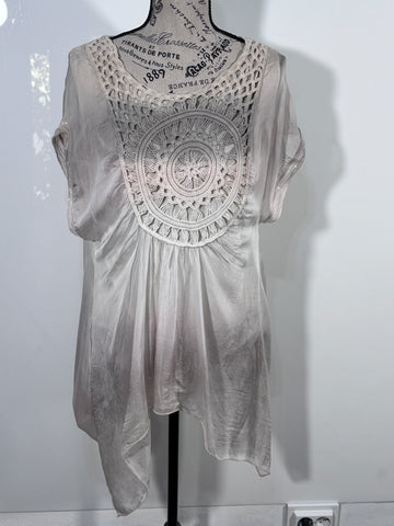 Bluza de matase cu tricou interior 70% bumbac 30% matase made in Italy mărimea M dama