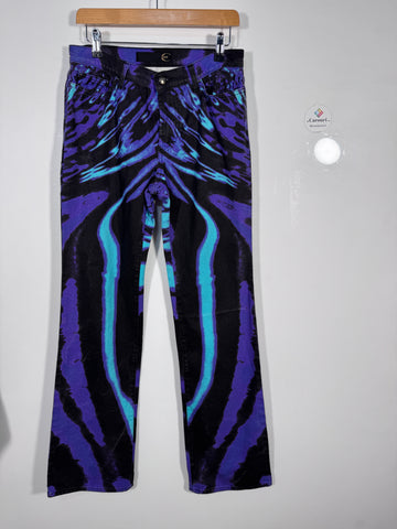 Blugi Just Cavalli Hallucination Zebra Purple Print 2000's vintage marimea 29 dama