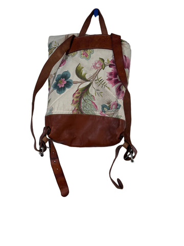 Rucsac floral 100% piele naturală +textil