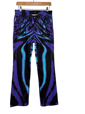 Blugi Just Cavalli Hallucination Zebra Purple Print 2000's vintage marimea 29 dama