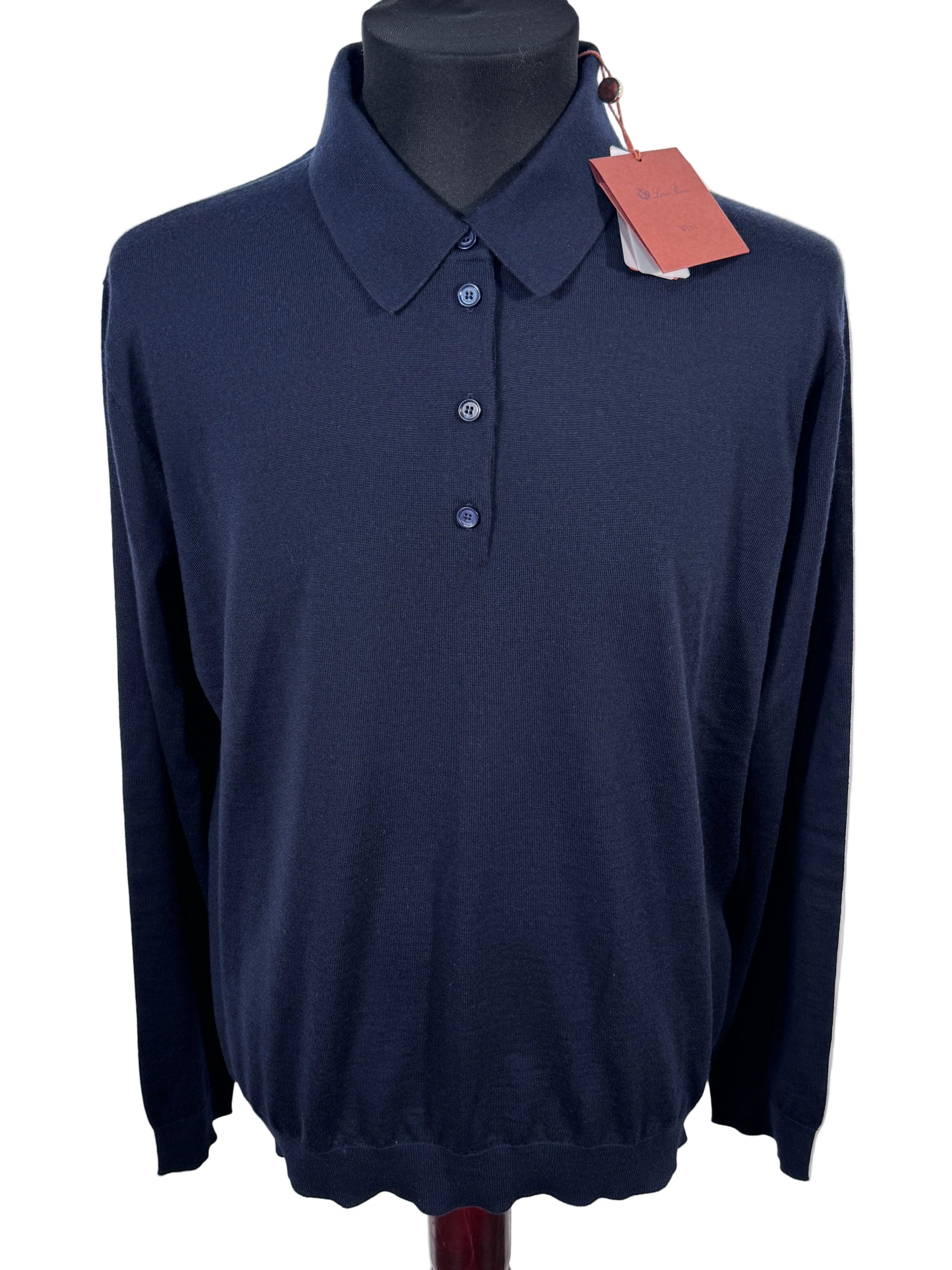 Bluza Loro Piana Wish bleumarin închis 100% lana made in Romania marimea 50 barbat