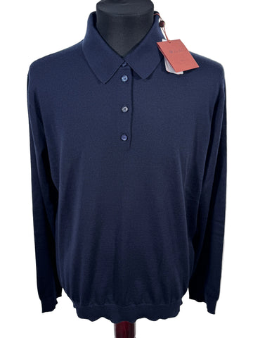 Bluza Loro Piana Wish bleumarin închis 100% lana made in Romania marimea 50 barbat