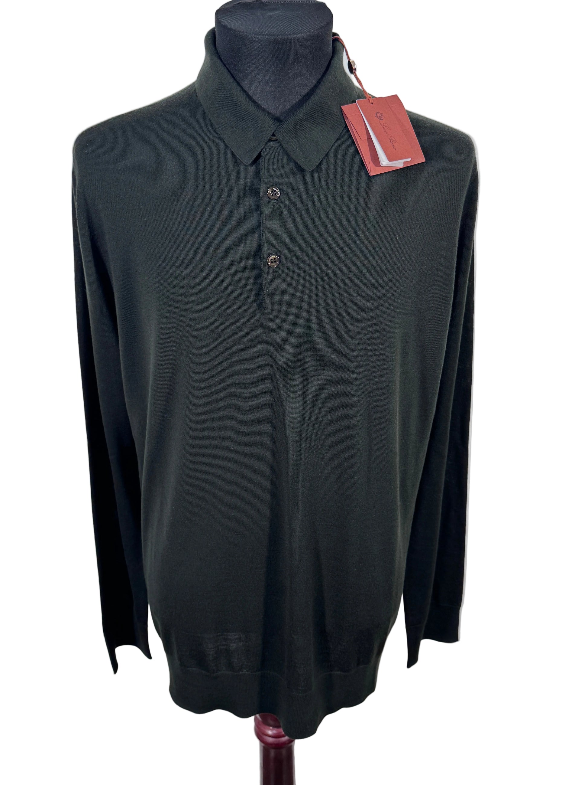 Bluza Loro Piana Wish verde închis 100% lana made in Romania marimea 52 L barbat