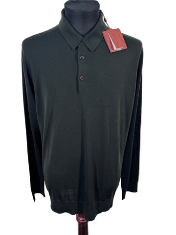 Bluza Loro Piana Wish verde închis 100% lana made in Romania marimea 52 L barbat