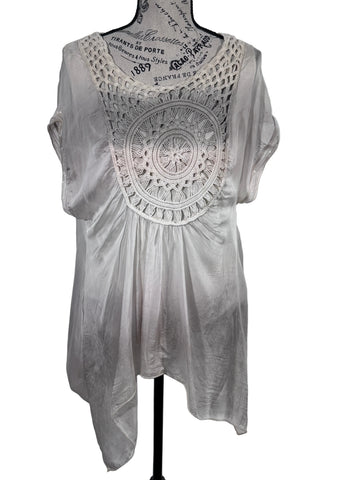 Bluza de matase cu tricou interior 70% bumbac 30% matase made in Italy mărimea M dama