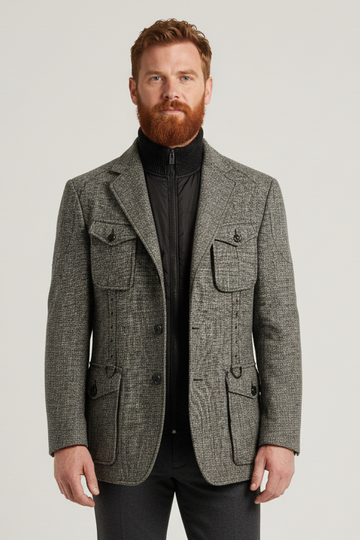 Geaca Montecore made in Italy 27% lana- M barbat