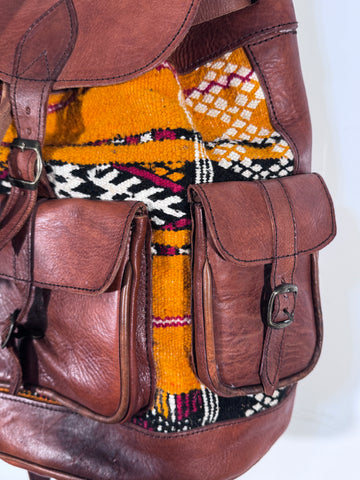 Rucsac Marocan 100% piele + covor tradițional din lana naturala