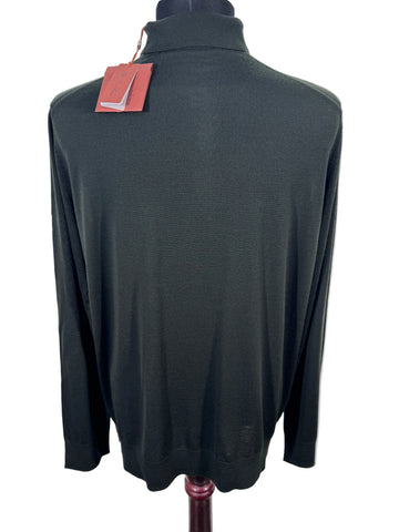 Bluza Loro Piana Wish verde închis 100% lana made in Romania marimea 52 L barbat