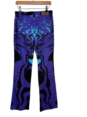 Blugi Just Cavalli Hallucination Zebra Purple Print 2000's vintage marimea 29 dama