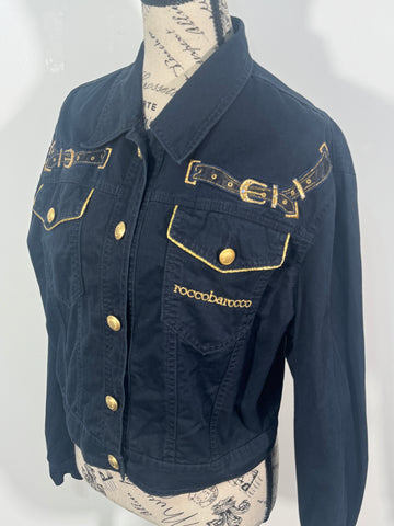 Geaca Rocco Barocco vintage retro din denim marimea M dama