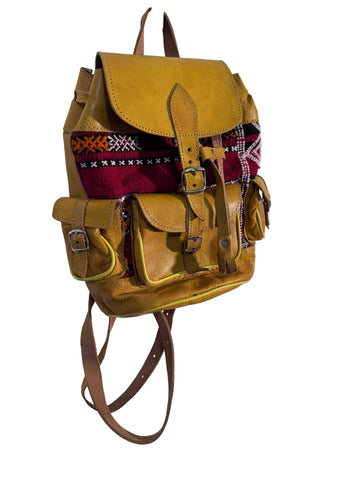 Rucsac Marocan 100% piele + covor traditional din lana naturala