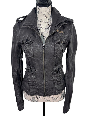 Geaca de piele Superdry 100% piele naturala made in India marimea S dama