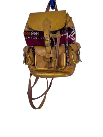 Rucsac Marocan 100% piele + covor traditional din lana naturala
